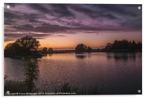 Fields End Water Sunset Acrylic by Fiona Messenger