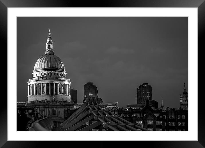 Illuminated St. Paul's Cathedral: A Night's Marvel Framed Mounted Print by David Tyrer