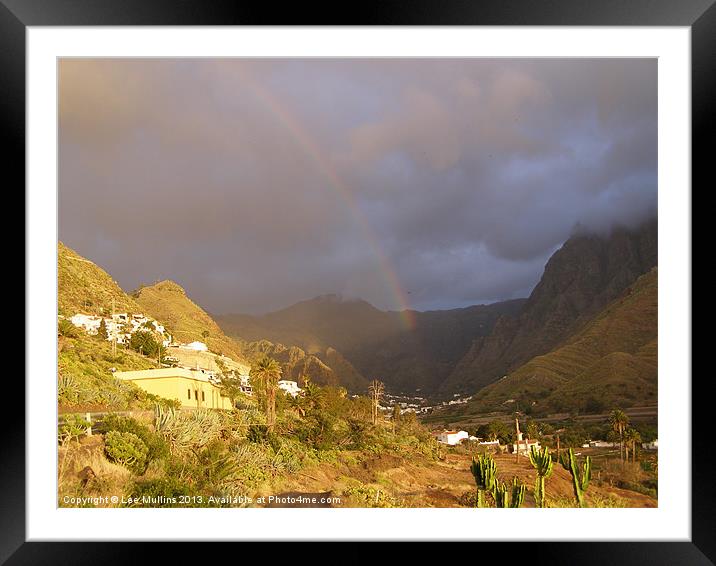 Rainbow over the valley Framed Mounted Print by Lee Mullins