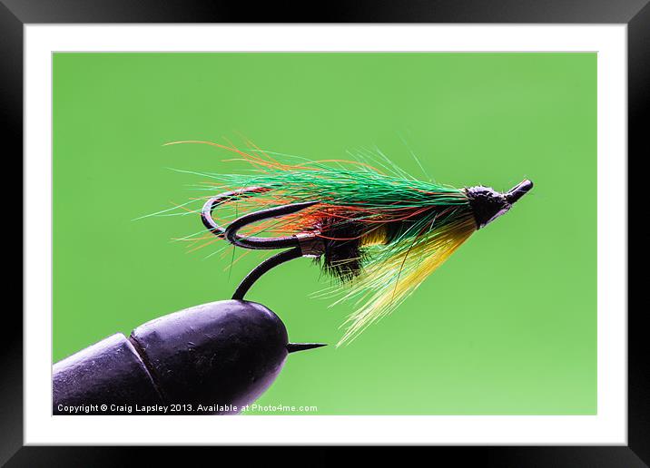 Salmon fly in vice Framed Mounted Print by Craig Lapsley