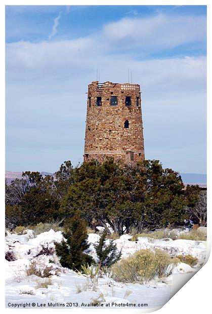 Snow around the watch tower Print by Lee Mullins