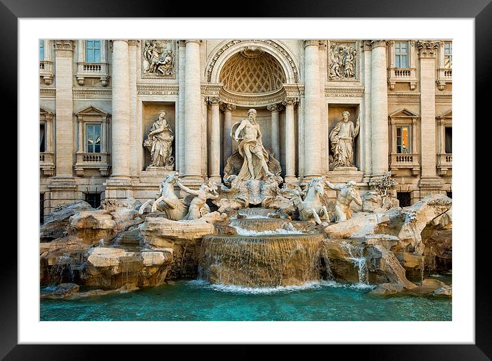 Trevi Fountain Framed Mounted Print by David Tyrer
