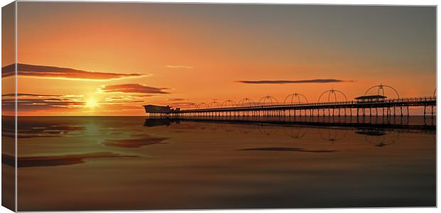 Southport Pier Reflected Canvas Print by Roger Green