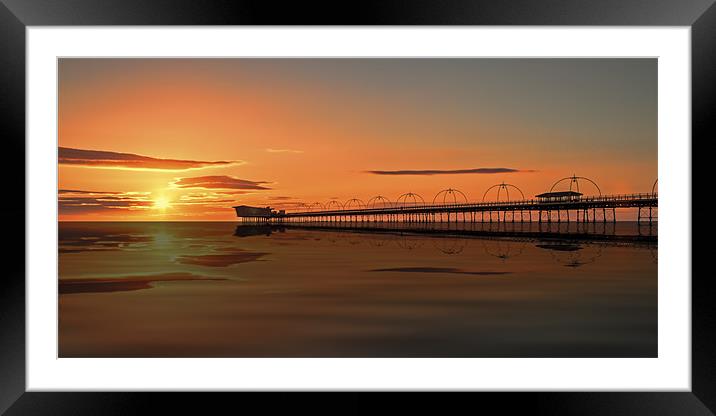 Southport Pier Reflected Framed Mounted Print by Roger Green