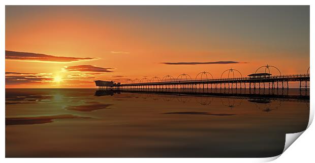 Southport Pier Reflected Print by Roger Green