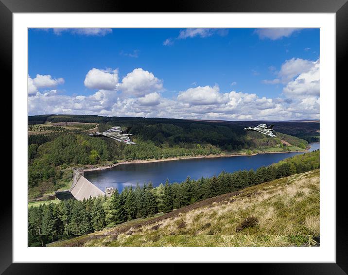 Vulcan Bombers over Derwent Dam Framed Mounted Print by Oxon Images