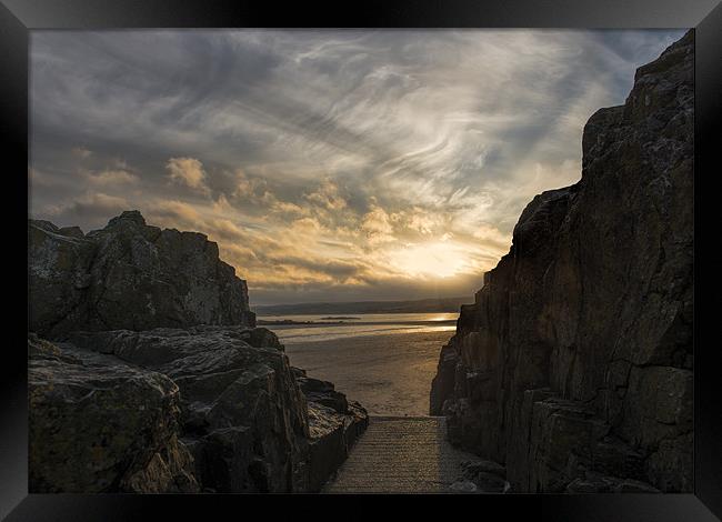 Between A Rock and A Sunset Framed Print by C.C Photography