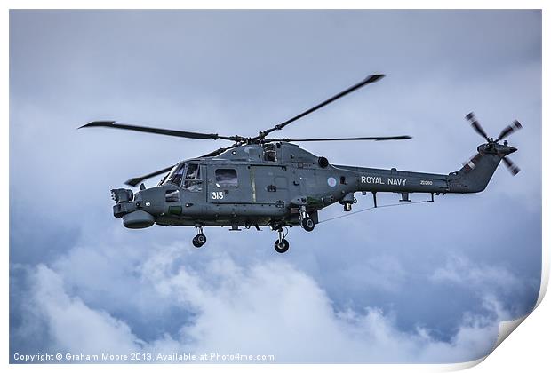 Lynx helicopter Print by Graham Moore