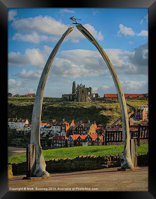 Whitby whale bone arch and abbey Framed Print by Mark Bunning