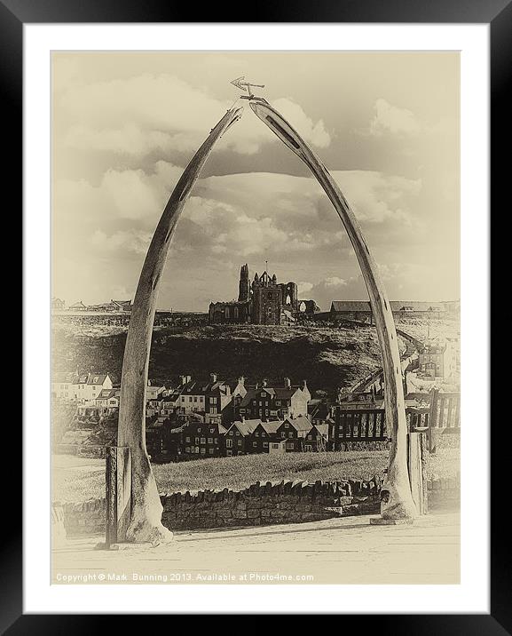Whitby whale bone arch and abbey Framed Mounted Print by Mark Bunning