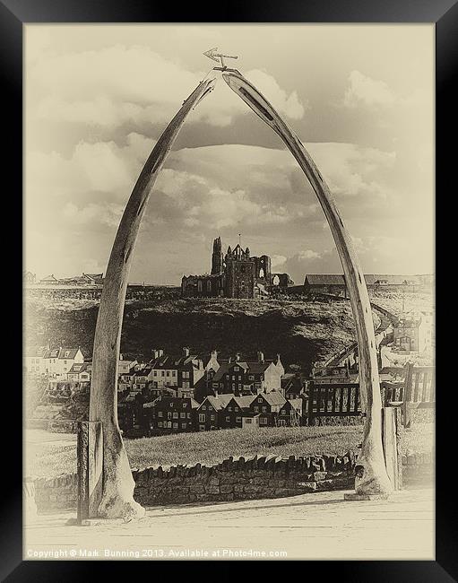 Whitby whale bone arch and abbey Framed Print by Mark Bunning