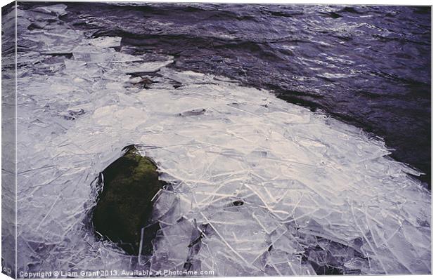 Broken ice on the shore of Grasmere. Canvas Print by Liam Grant