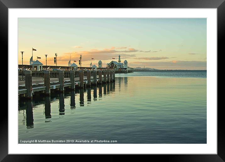 Sunset at Geelongs Cunningham Pier Framed Mounted Print by Matthew Burniston