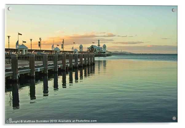 Sunset at Geelongs Cunningham Pier Acrylic by Matthew Burniston