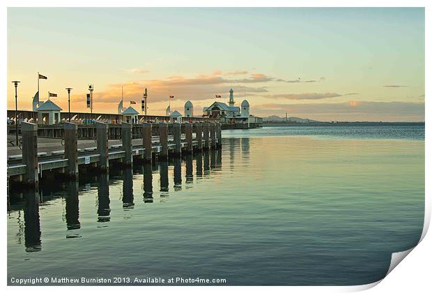 Sunset at Geelongs Cunningham Pier Print by Matthew Burniston