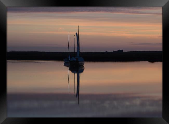 Sunset reflections Brancaster Staithe Framed Print by Gary Pearson