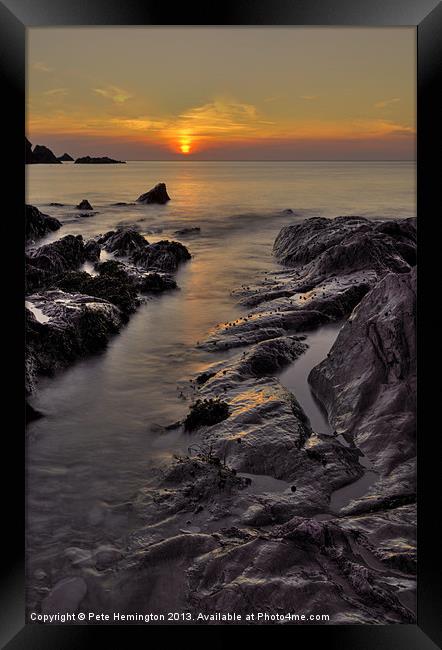 Lee Bay sunset Framed Print by Pete Hemington