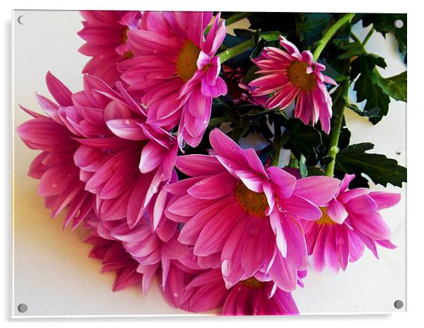 1485-pink flowers Acrylic by elvira ladocki
