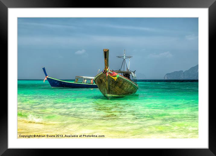 Longboats Thailand Framed Mounted Print by Adrian Evans