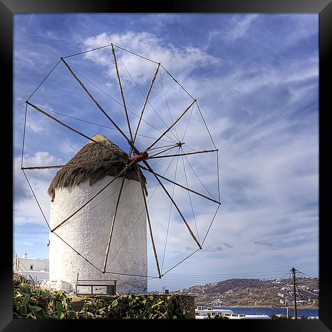 Thatched Windmill on Mykonos Framed Print by Tom Gomez