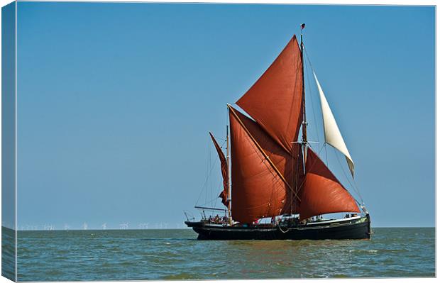 Thames barge Hydrogen and wind farm Canvas Print by Gary Eason