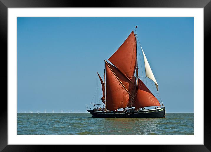Thames barge Hydrogen and wind farm Framed Mounted Print by Gary Eason