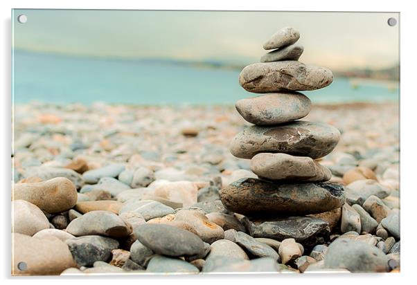 Pebble Tower on the beach Acrylic by Andrew Lee
