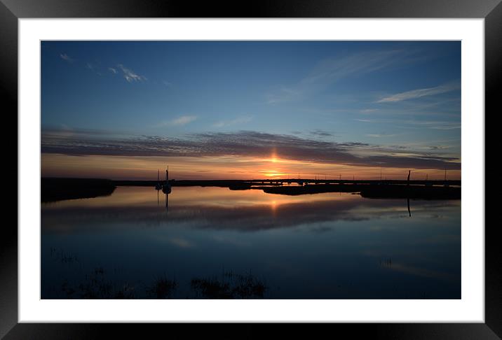 Brancaster Staithe reflections of sunset Framed Mounted Print by Gary Pearson