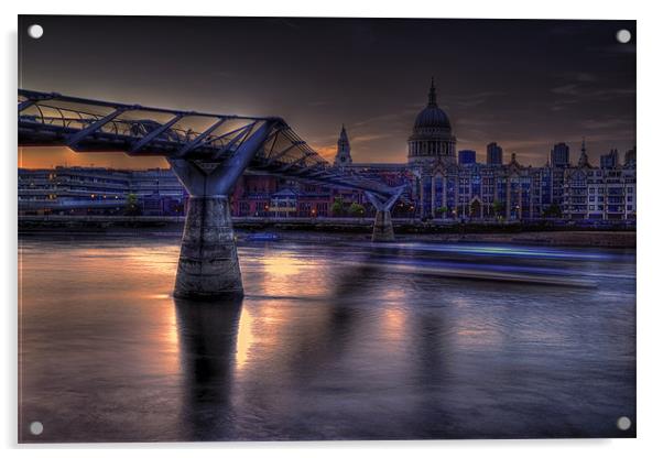 St Pauls and Millenium Bridge Acrylic by Dean Messenger