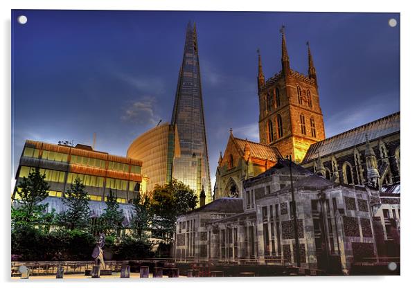 Shard and Southwark Cathedral Acrylic by Dean Messenger