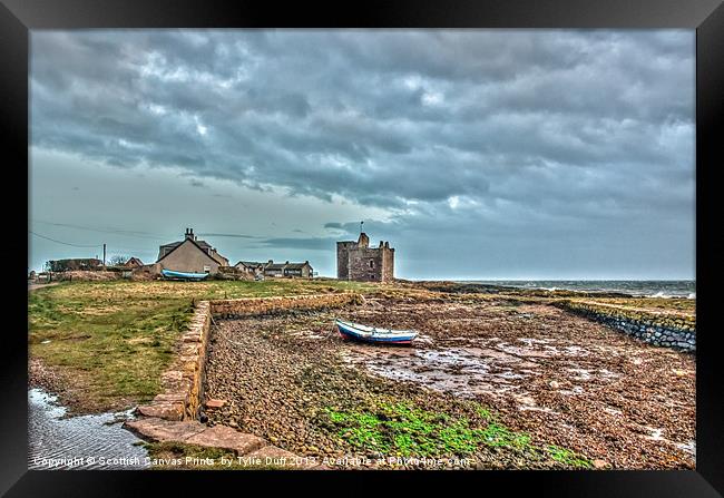 Stormy Day at Portencross Castle, Ayrshire Framed Print by Tylie Duff Photo Art