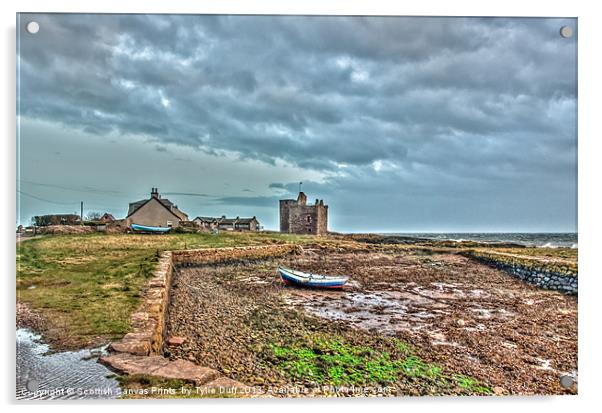 Stormy Day at Portencross Castle, Ayrshire Acrylic by Tylie Duff Photo Art