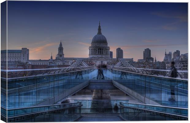 Ghosts on Millenium Bridge and St Pauls Canvas Print by Dean Messenger