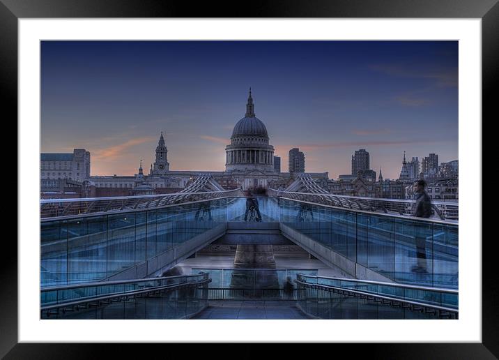 Ghosts on Millenium Bridge and St Pauls Framed Mounted Print by Dean Messenger