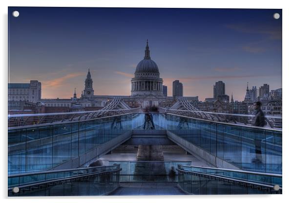 Ghosts on Millenium Bridge and St Pauls Acrylic by Dean Messenger