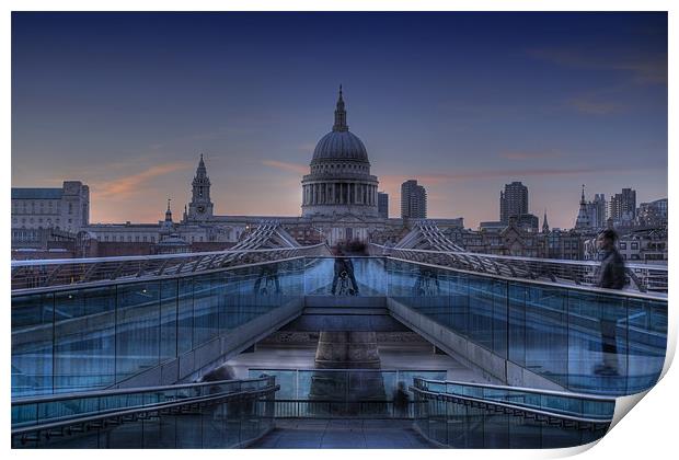 Ghosts on Millenium Bridge and St Pauls Print by Dean Messenger