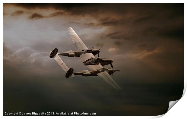 P38 In The Pacific Print by J Biggadike