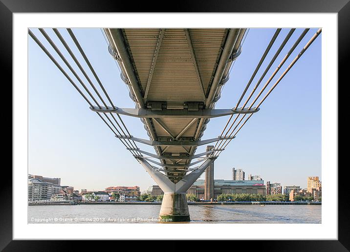 Under the Millennium Bridge Framed Mounted Print by Diane Griffiths