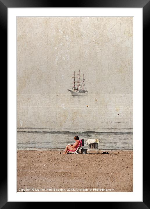Sunbathing Framed Mounted Print by Martine Affre Eisenlohr