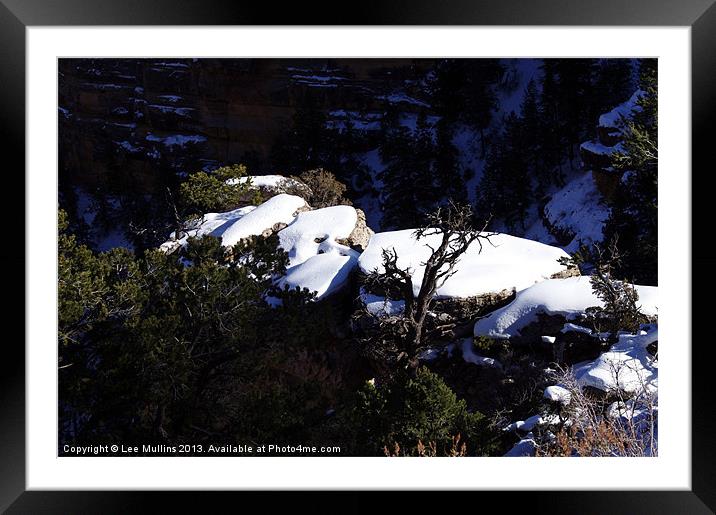 Snowy rocks Framed Mounted Print by Lee Mullins
