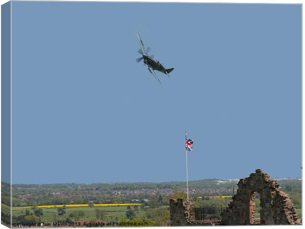 Spitfire over Tutbury Castle Canvas Print by Iain Mavin