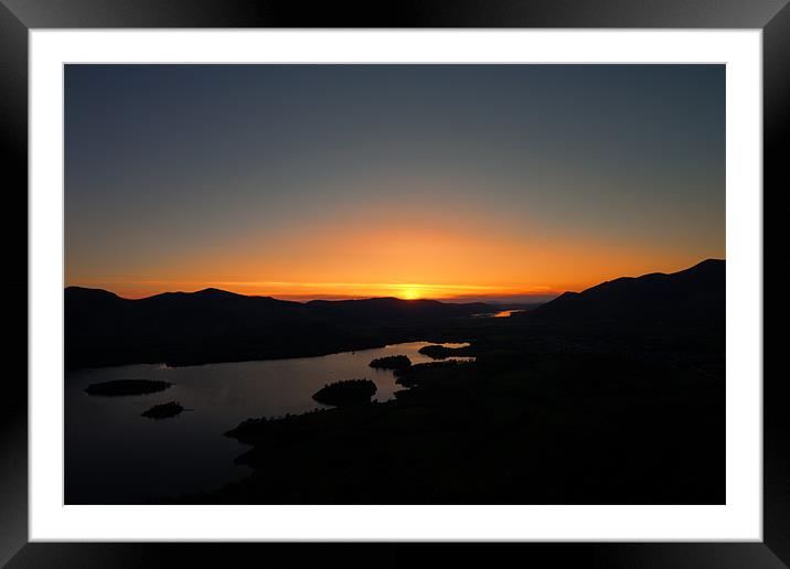 Derwentwater Sunset Framed Mounted Print by Roger Green