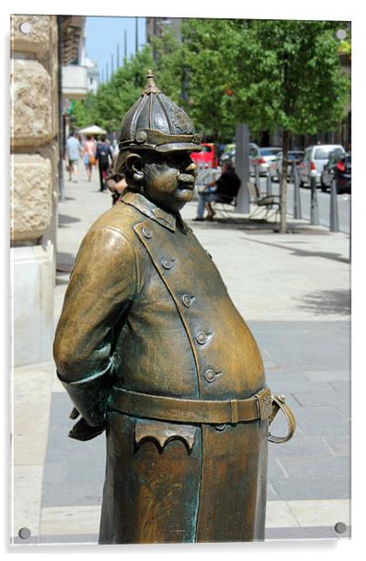 Hungarian Policeman Statue Acrylic by Dan Davidson