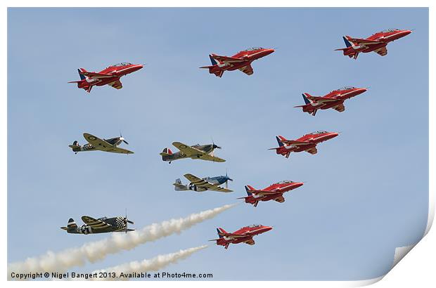The Red Arrows with Eagle Squadron Print by Nigel Bangert