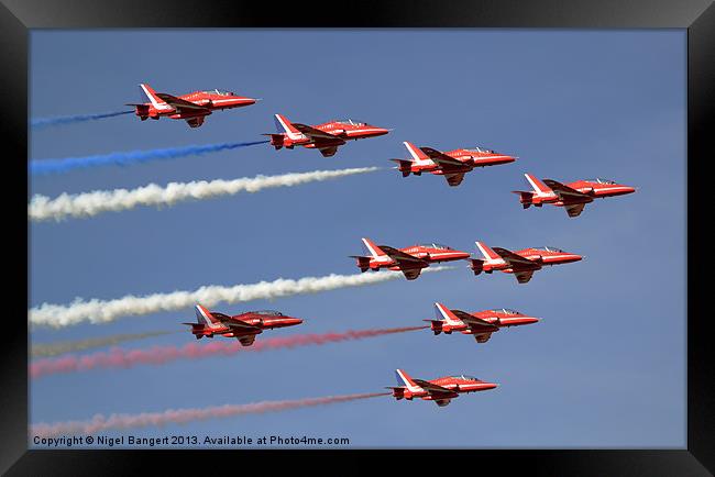 The Red Arrows Framed Print by Nigel Bangert