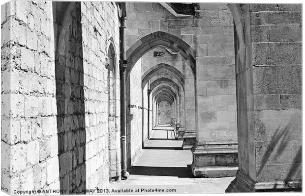 Curles Passage  Winchester Cathedral Canvas Print by Anthony Kellaway