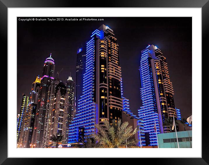 Majestic Twin Towers of Dubai Framed Mounted Print by Graham Taylor