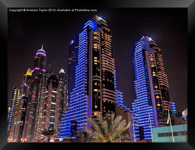 Majestic Twin Towers of Dubai Framed Print by Graham Taylor