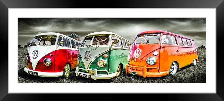 VW camper van trio Framed Mounted Print by Ian Hufton