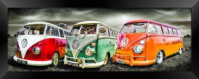 VW camper van trio Framed Print by Ian Hufton